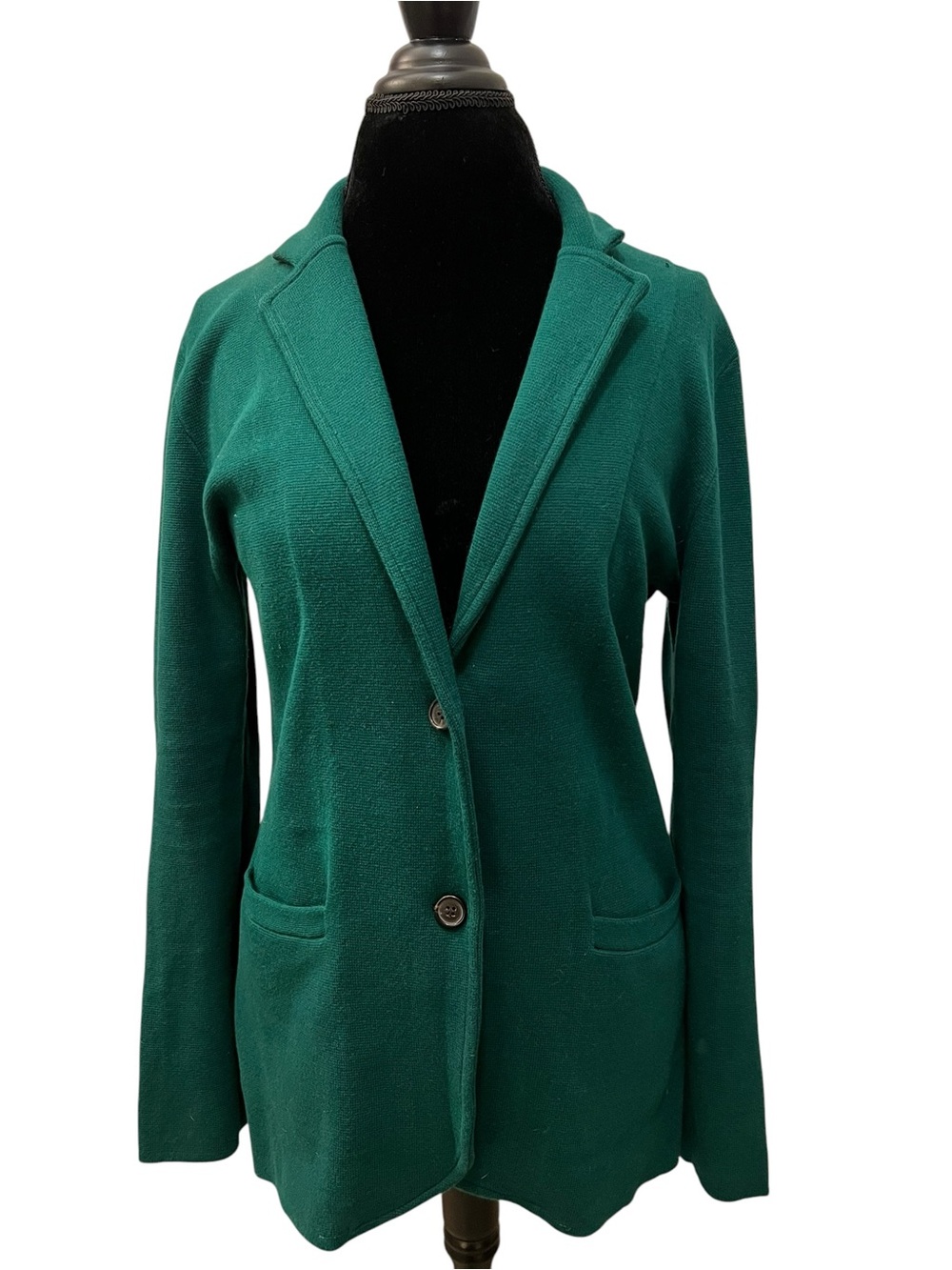 J. Crew Dark Green Knit Blazer Cardigan Size M EUC - Picture 2 of 7